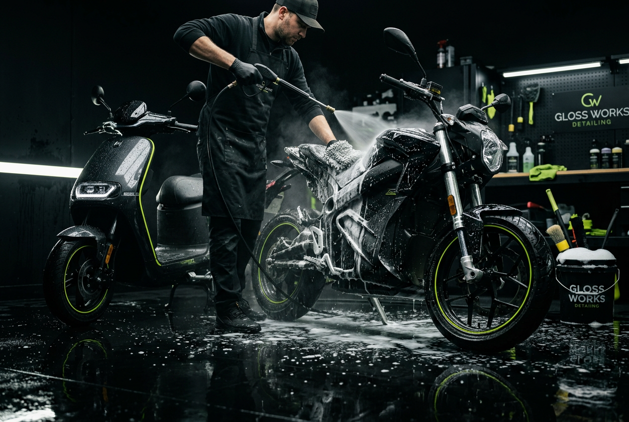 Lavado y detallado de motos y patines eléctricos