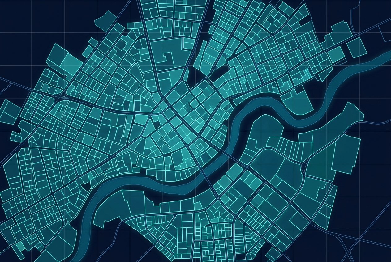 Illustrative GIS parcel map sample with layered spatial data