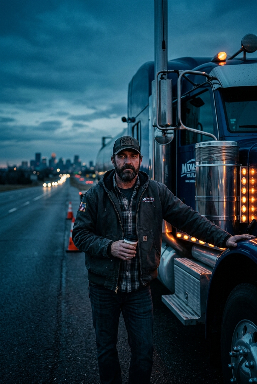 NTOA member truck driver at golden hour