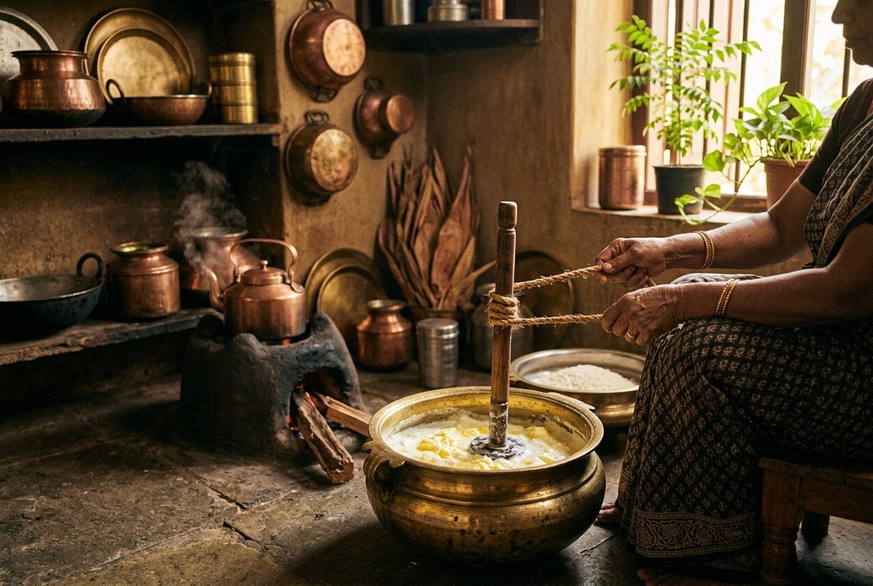 Traditional ghee making at home