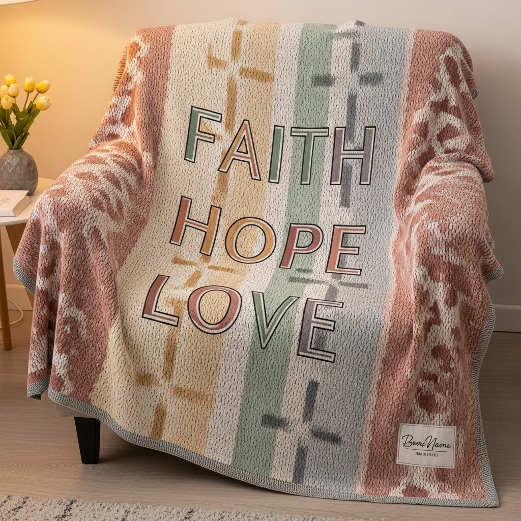 Faith Hope Love - Cozy Throw Blanket