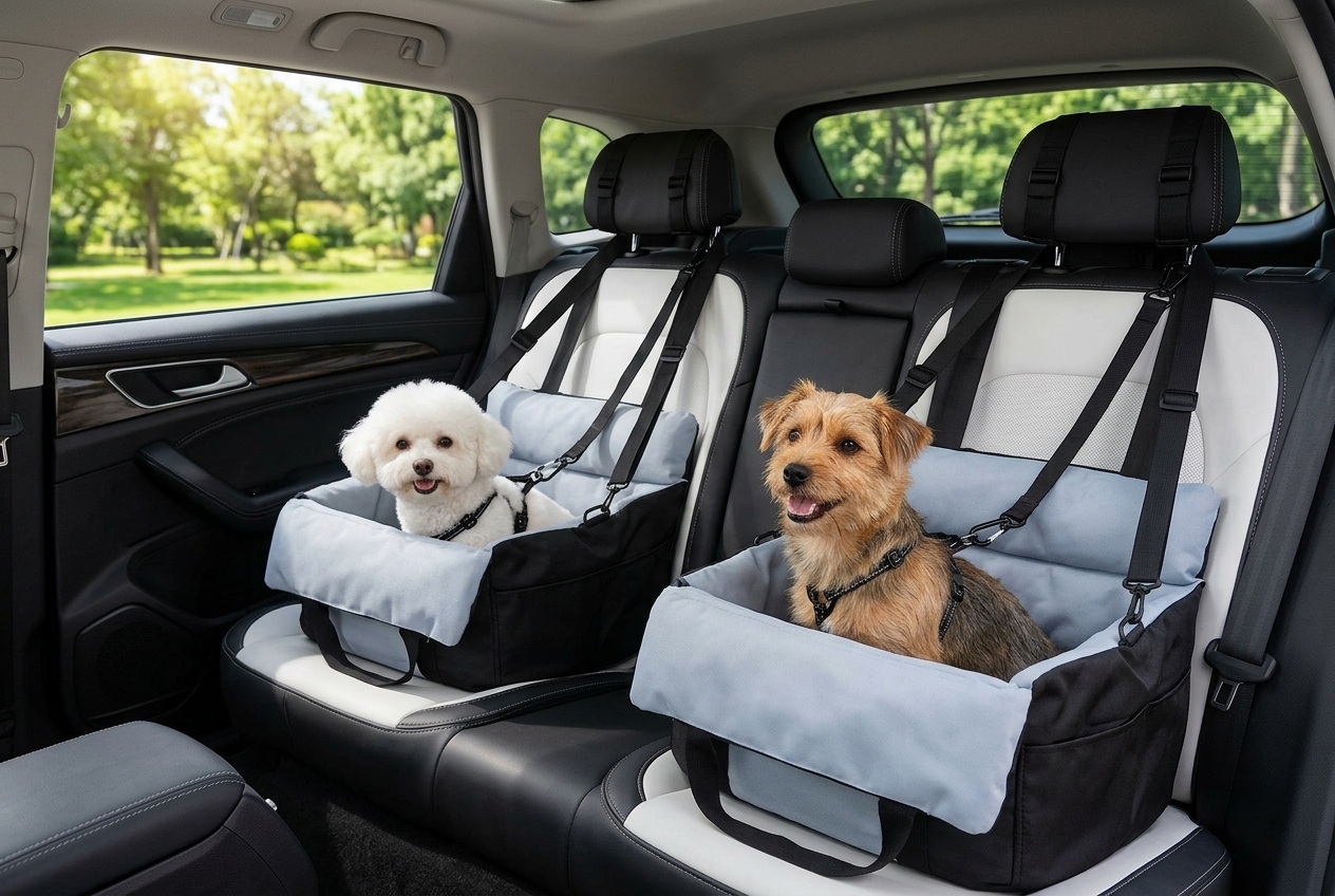Two dogs in matching CATRO booster seats