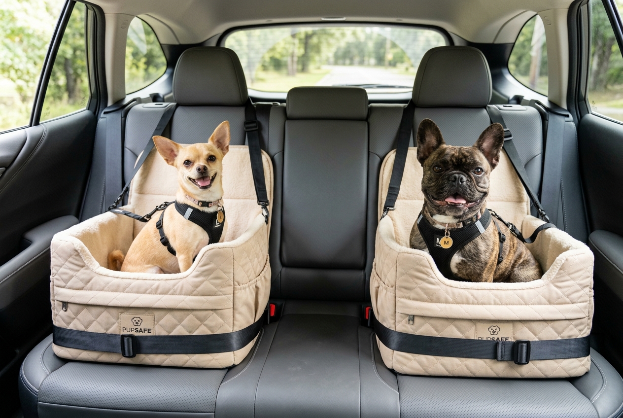 Two dogs in matching CATRO booster seats