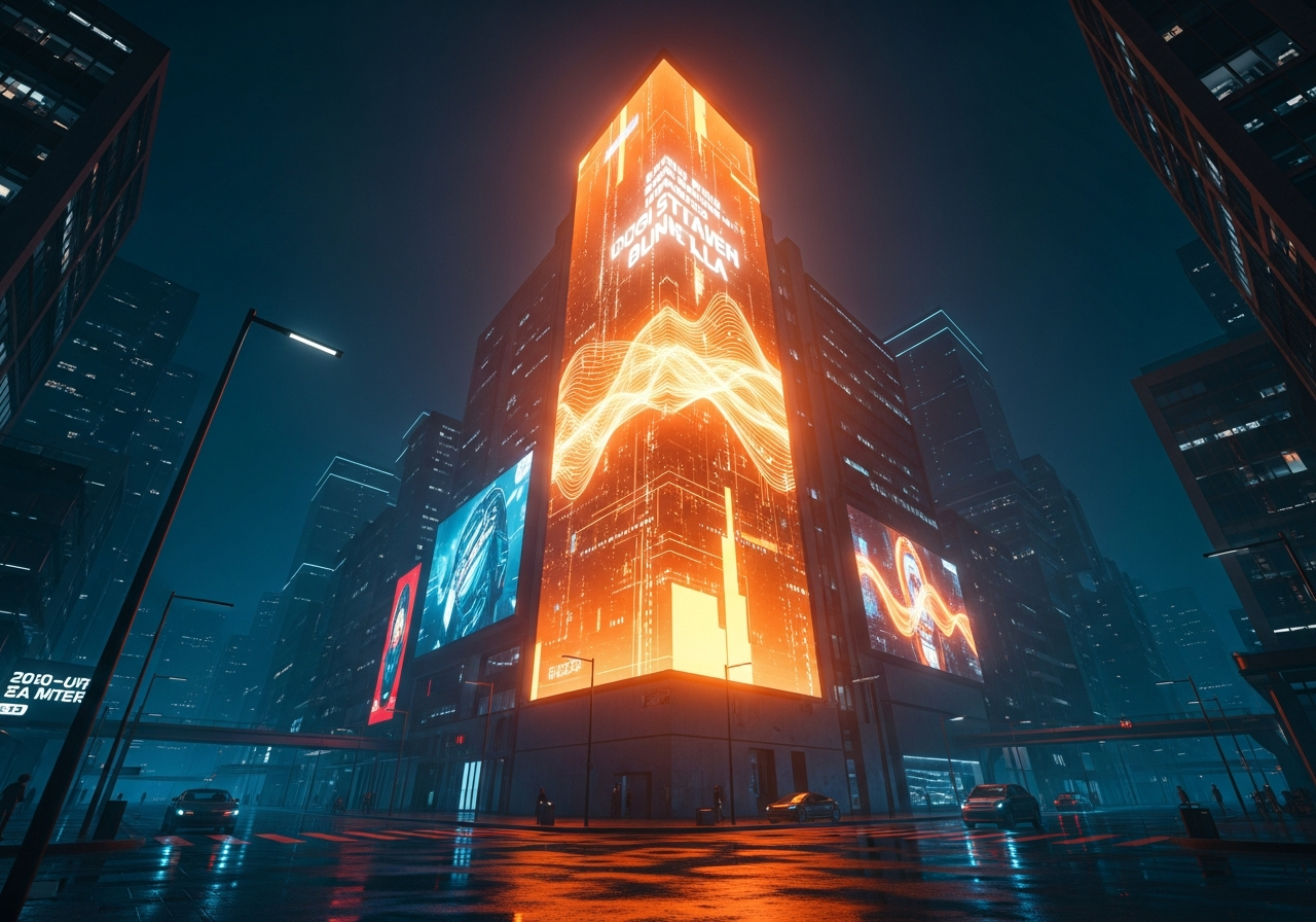 Futuristic digital billboard