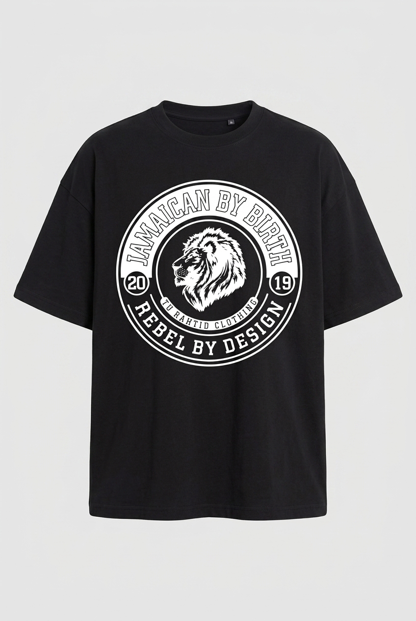 Jamaican By Birth Oversized Tee — Black
