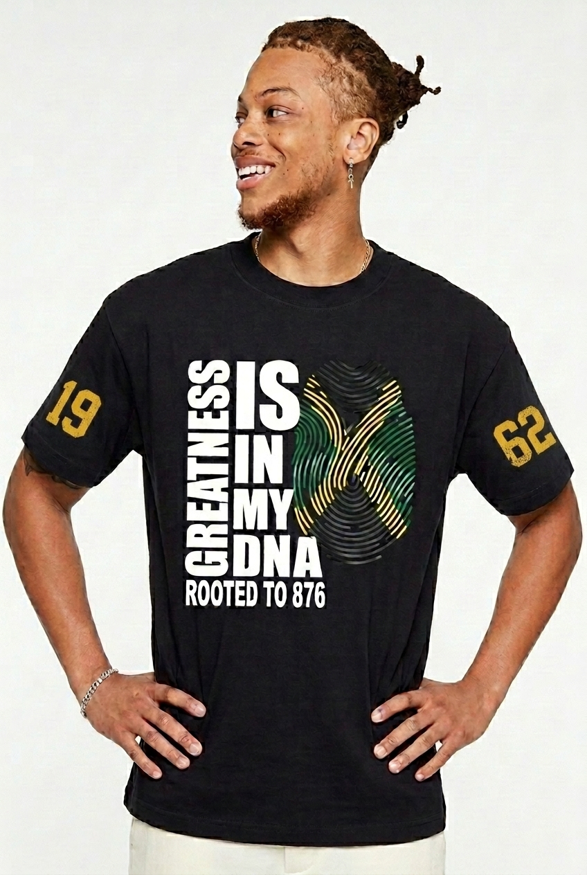 Greatness Is In My DNA Oversized Tee — Black on body