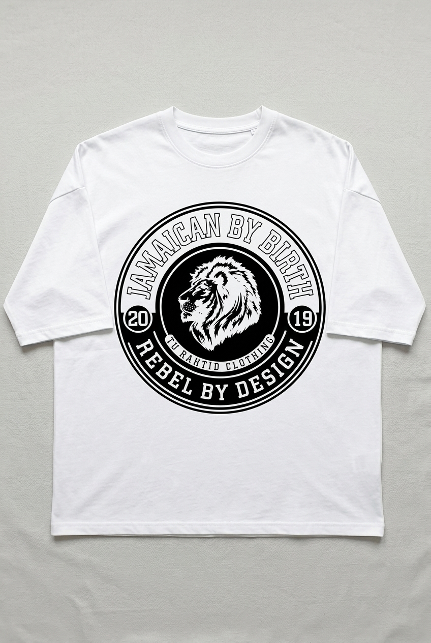 Jamaican By Birth Oversized Tee — White