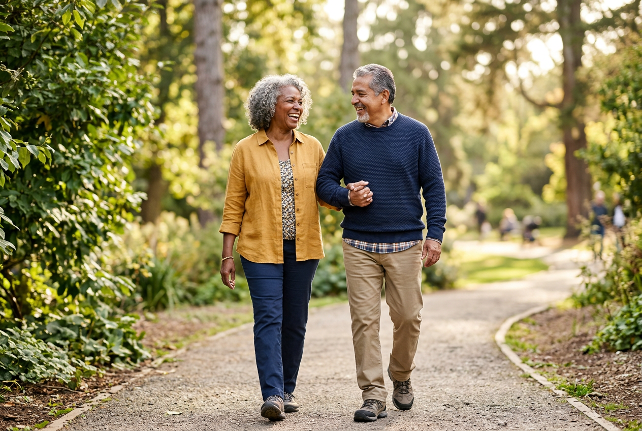 Active senior couple enjoying time outdoors
