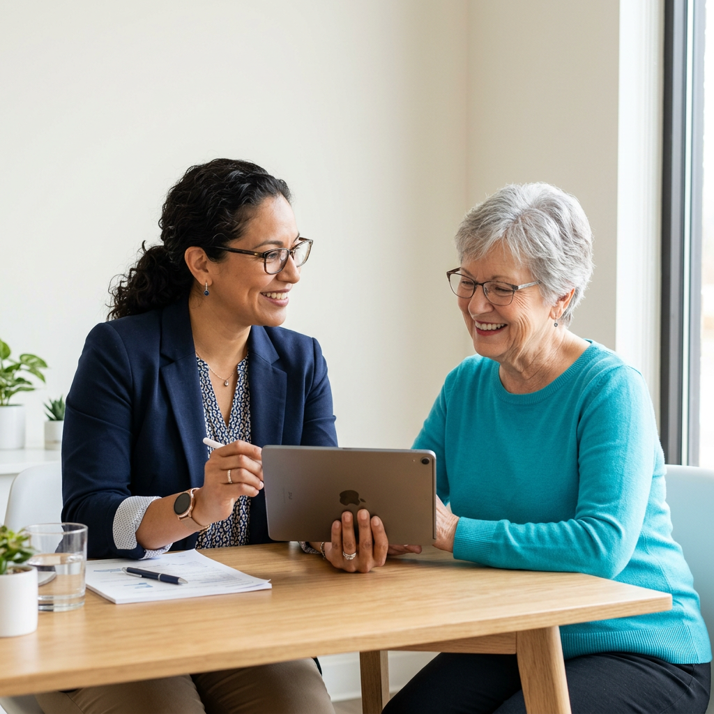 Licensed advisor explaining Medicare options to a senior
