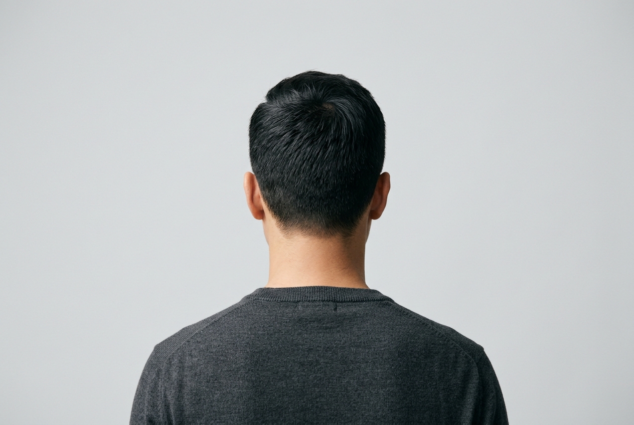 The back of a head showing the donor area