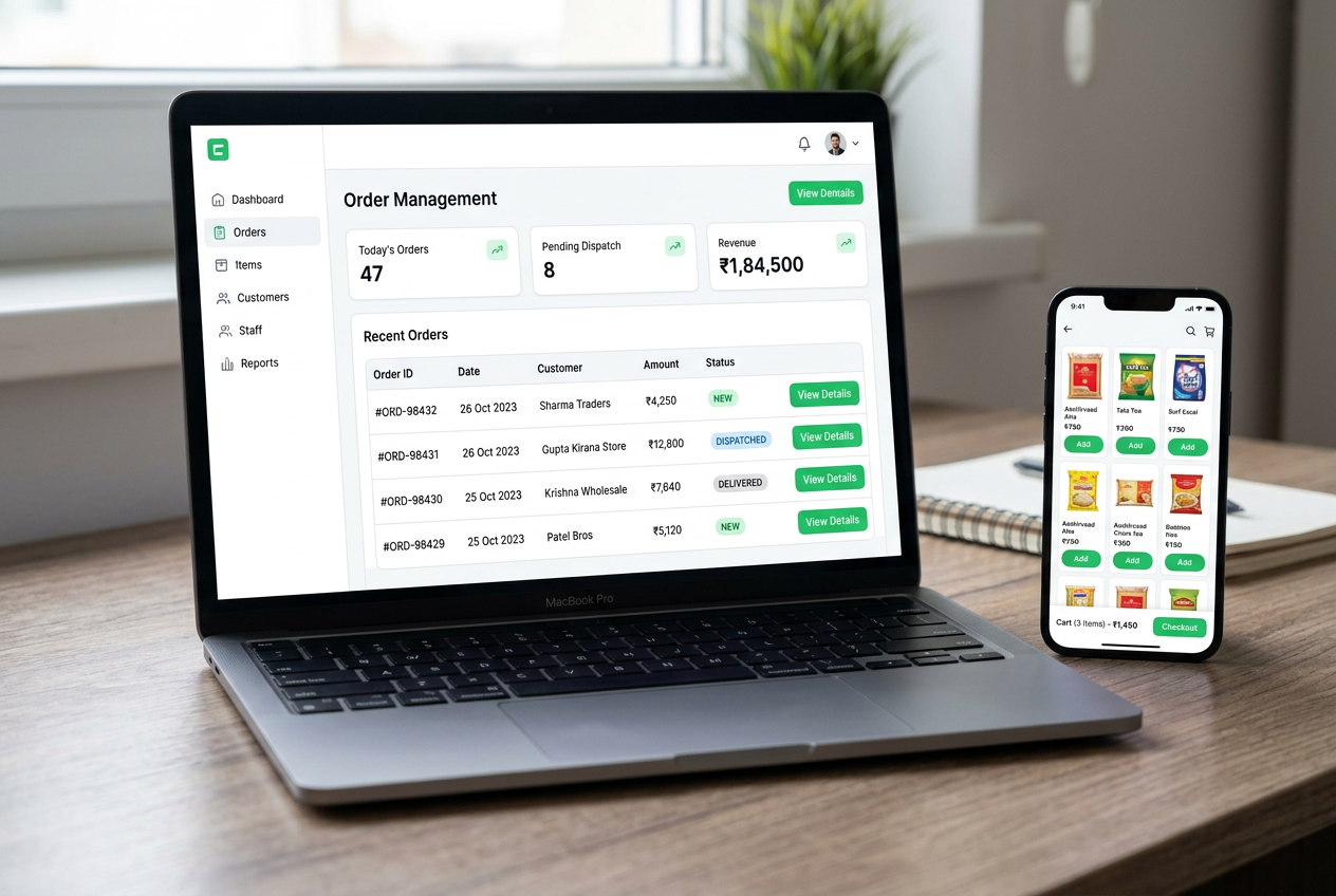 SuperfastOrder admin order management dashboard with the mobile online shop app