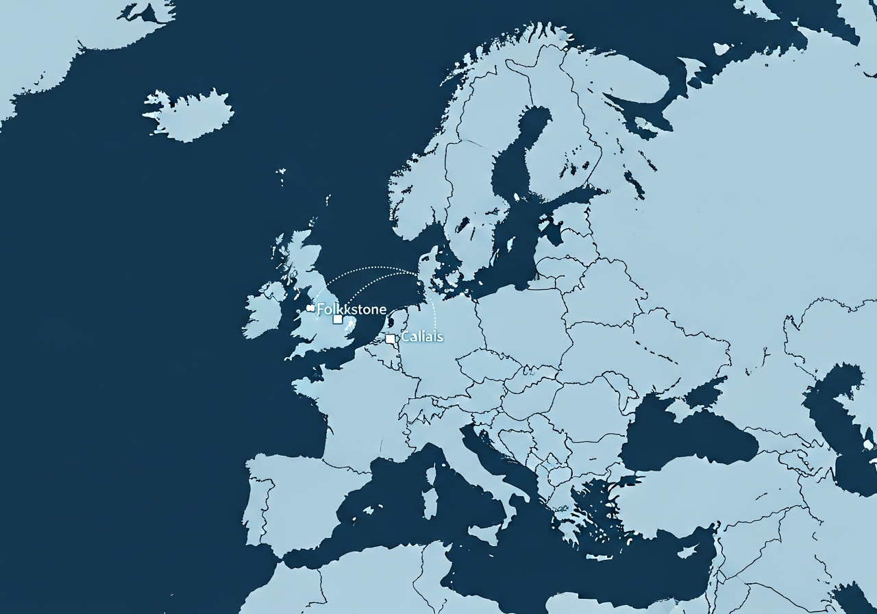 UK to France transport route map via Eurotunnel