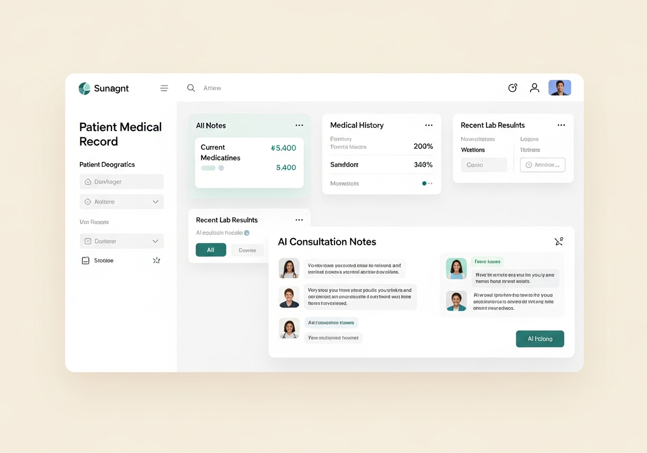 Patient record and AI notes interface