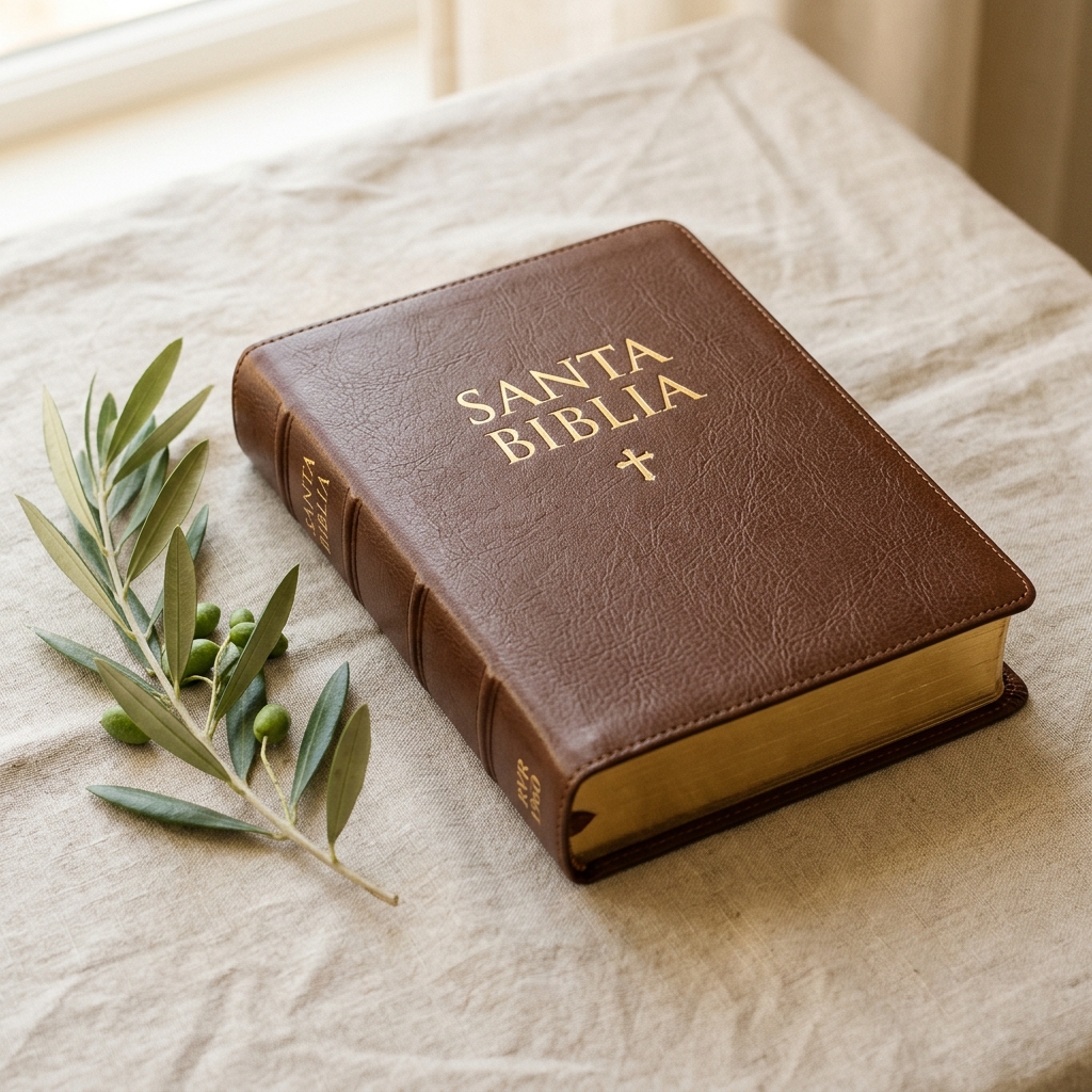 Biblia Tapa Cuero Café