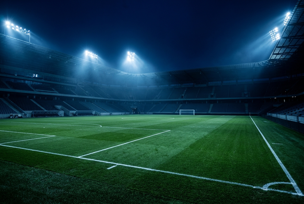 football pitch at night