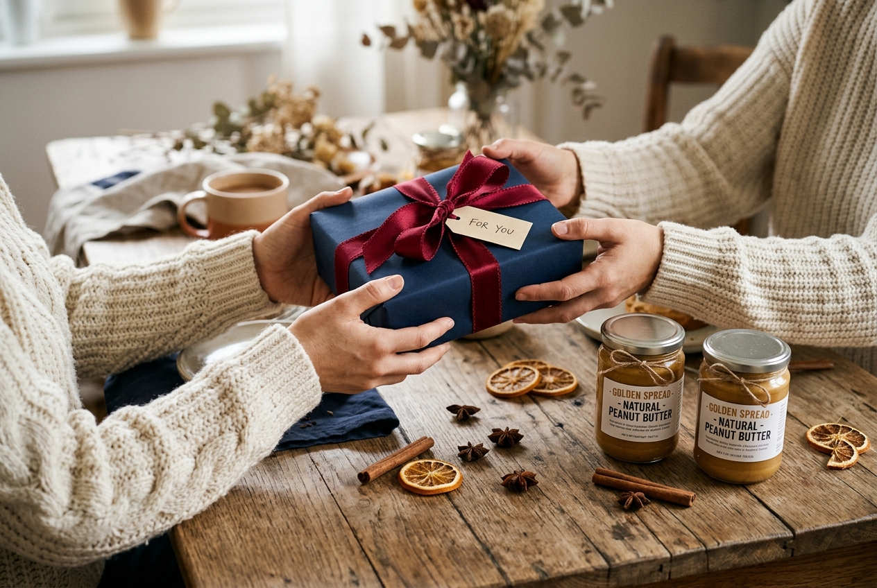 Handing over a Sacha gift box