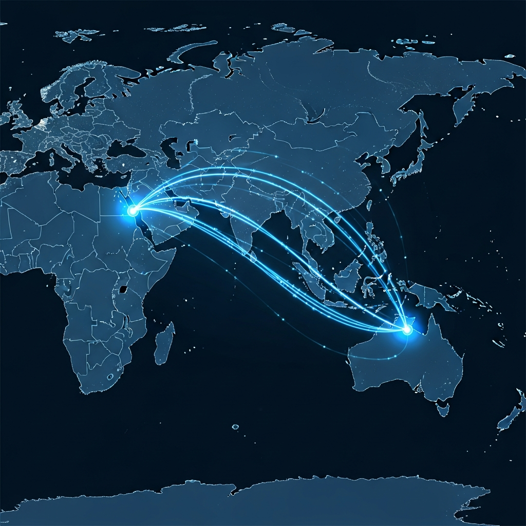 Door to Door Cargo from China to Dubai — global freight network map