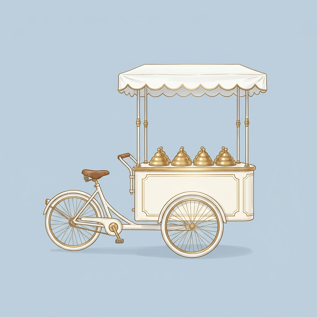 Stylized golden gelato cart