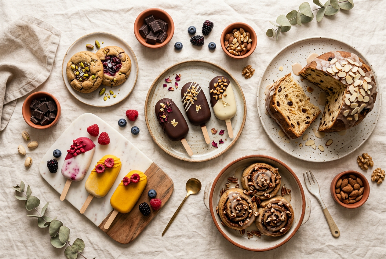 Mesa de postres gourmet artesanales