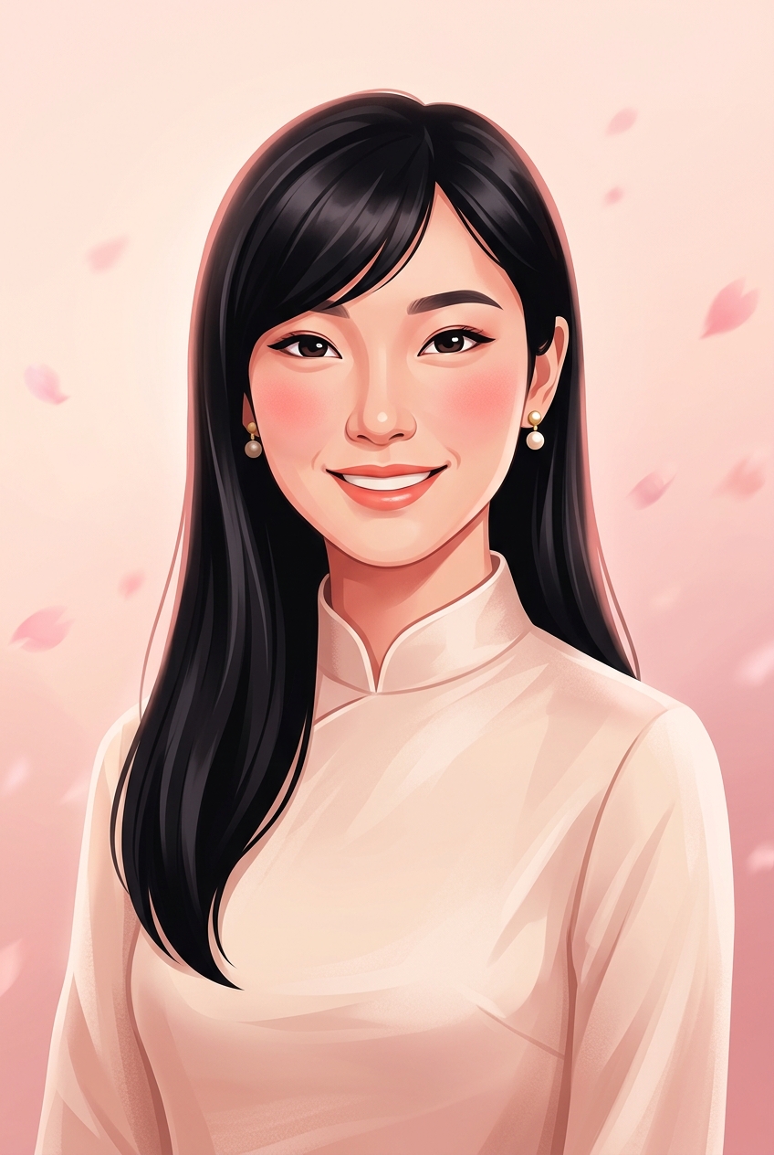 Chinese-Indonesian woman portrait illustration