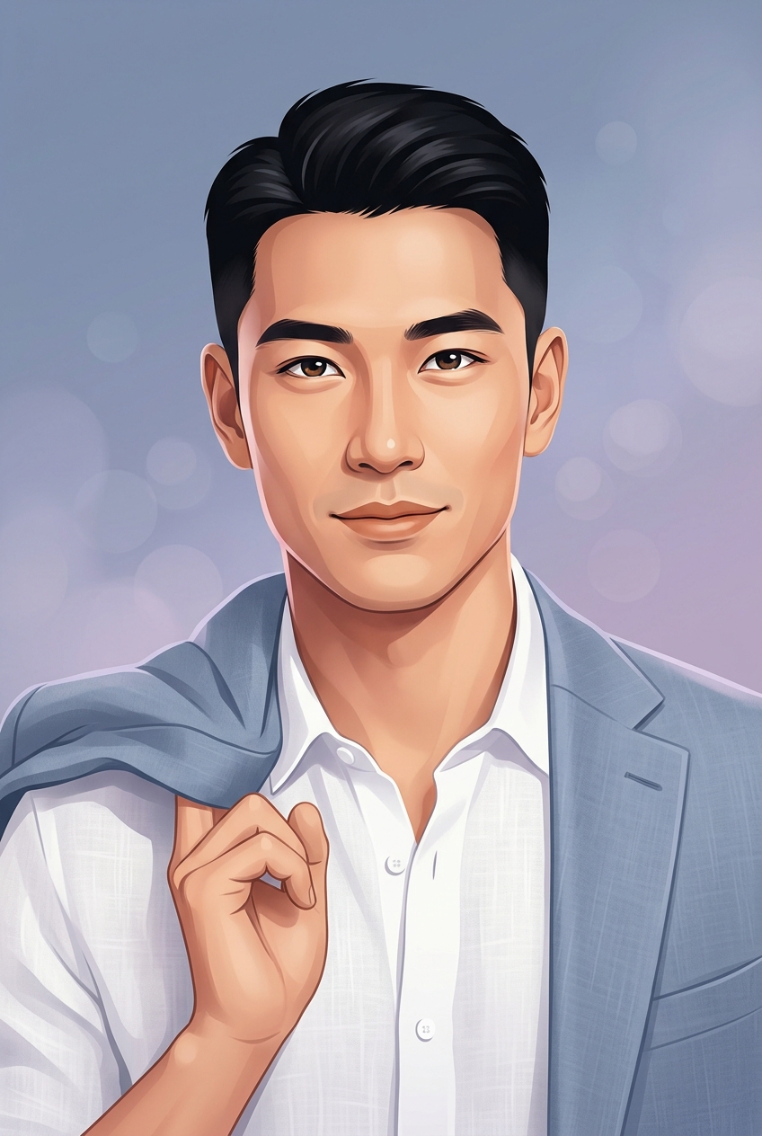 Chinese-Indonesian man portrait illustration