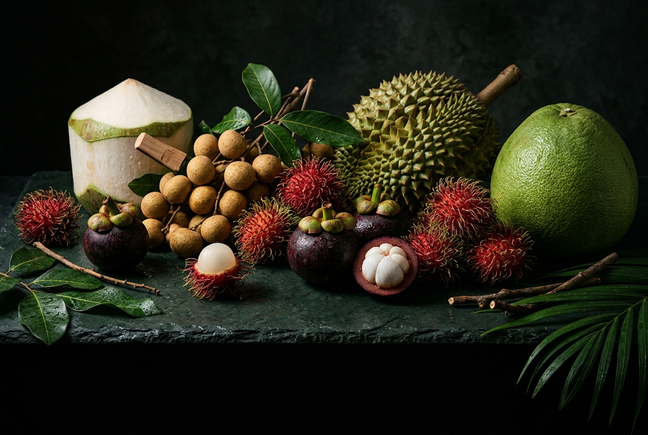 An assortment of Thai exotic fruit
