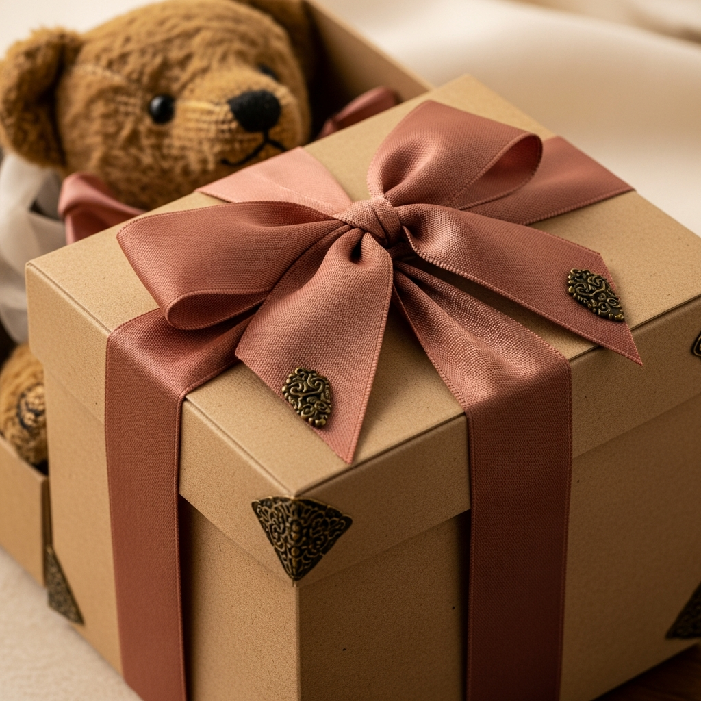 A bear wrapped and ready to ship