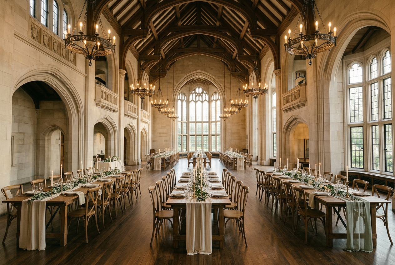 an elegantly decorated celebration venue