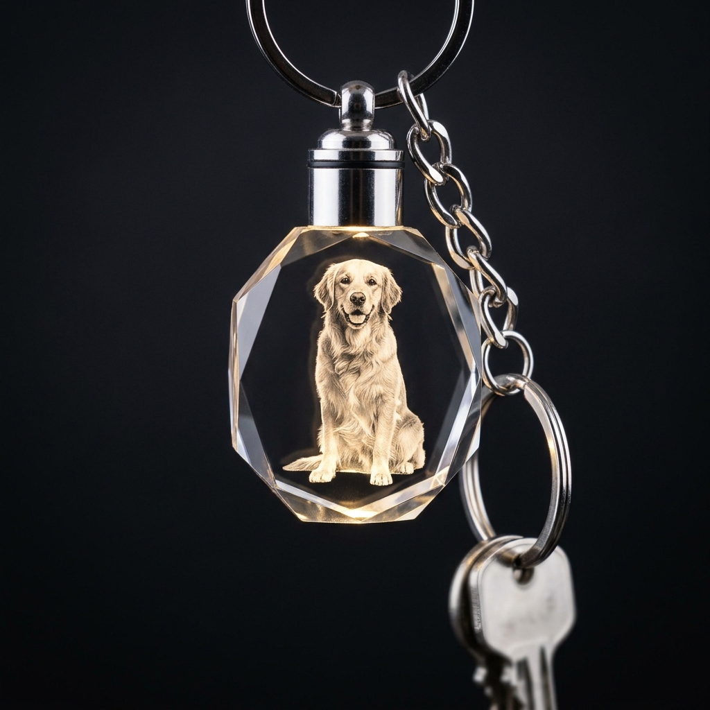 Illuminated K9 Crystal Keychain