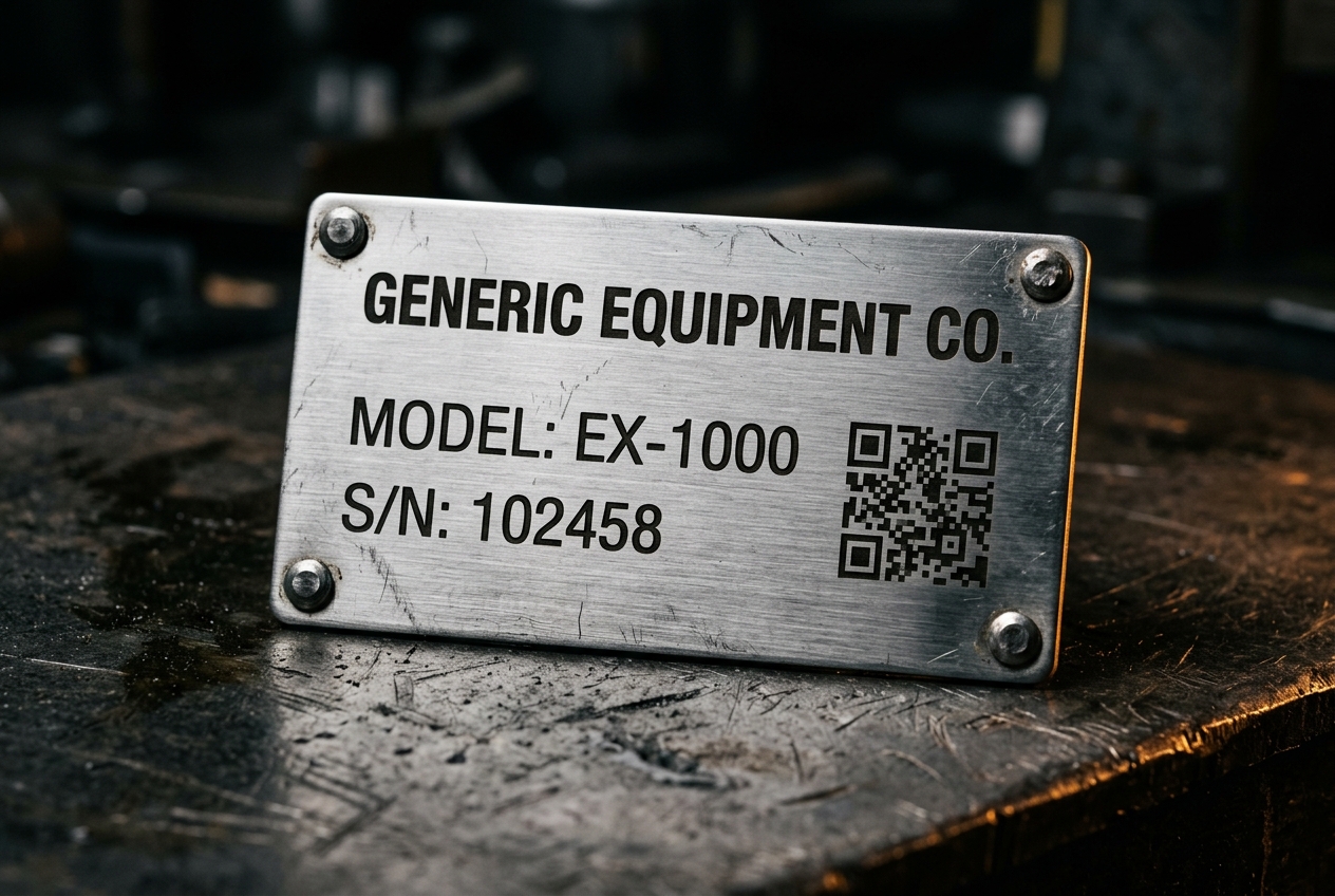 Laser-marked stainless serial plate