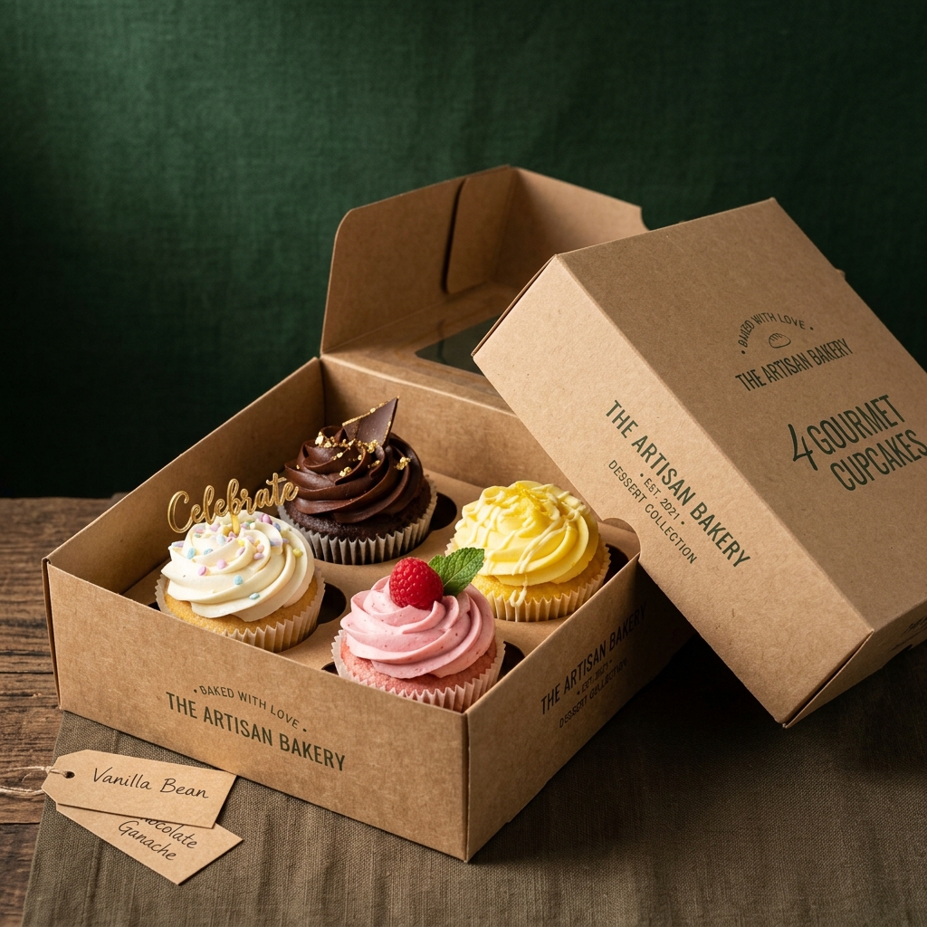 Cupcake 4-Hole Box
