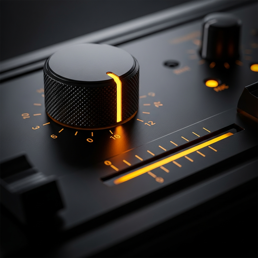 Audio hardware knob close-up
