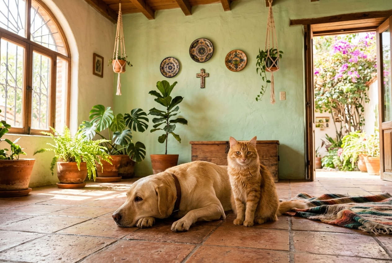 Settled in: with a calm routine and familiar smells, cats and dogs adjust to their new home in Mexico surprisingly fast.