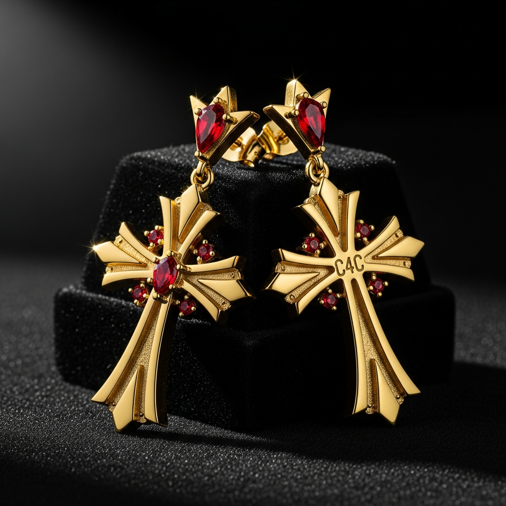 C4C Cross Earrings - Gold