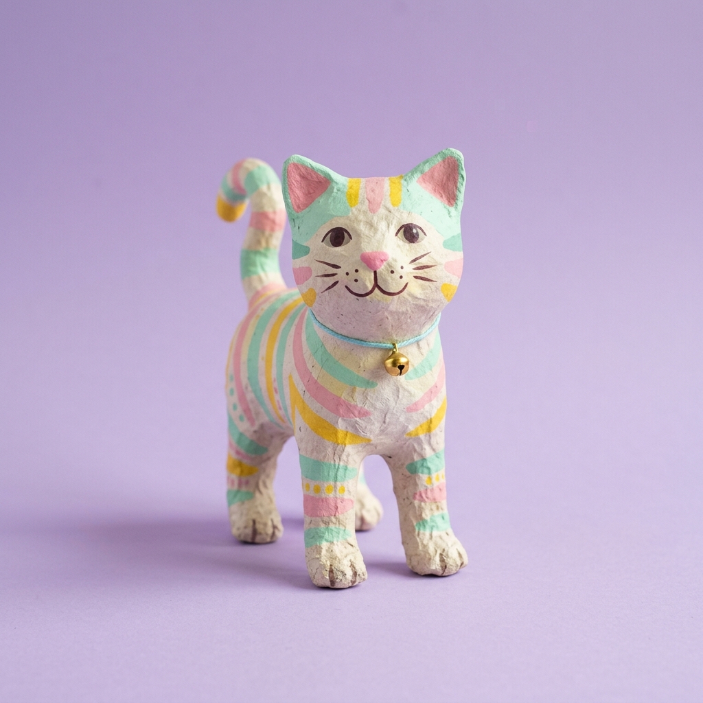 Mainan kucing dari bubur kertas daur ulang