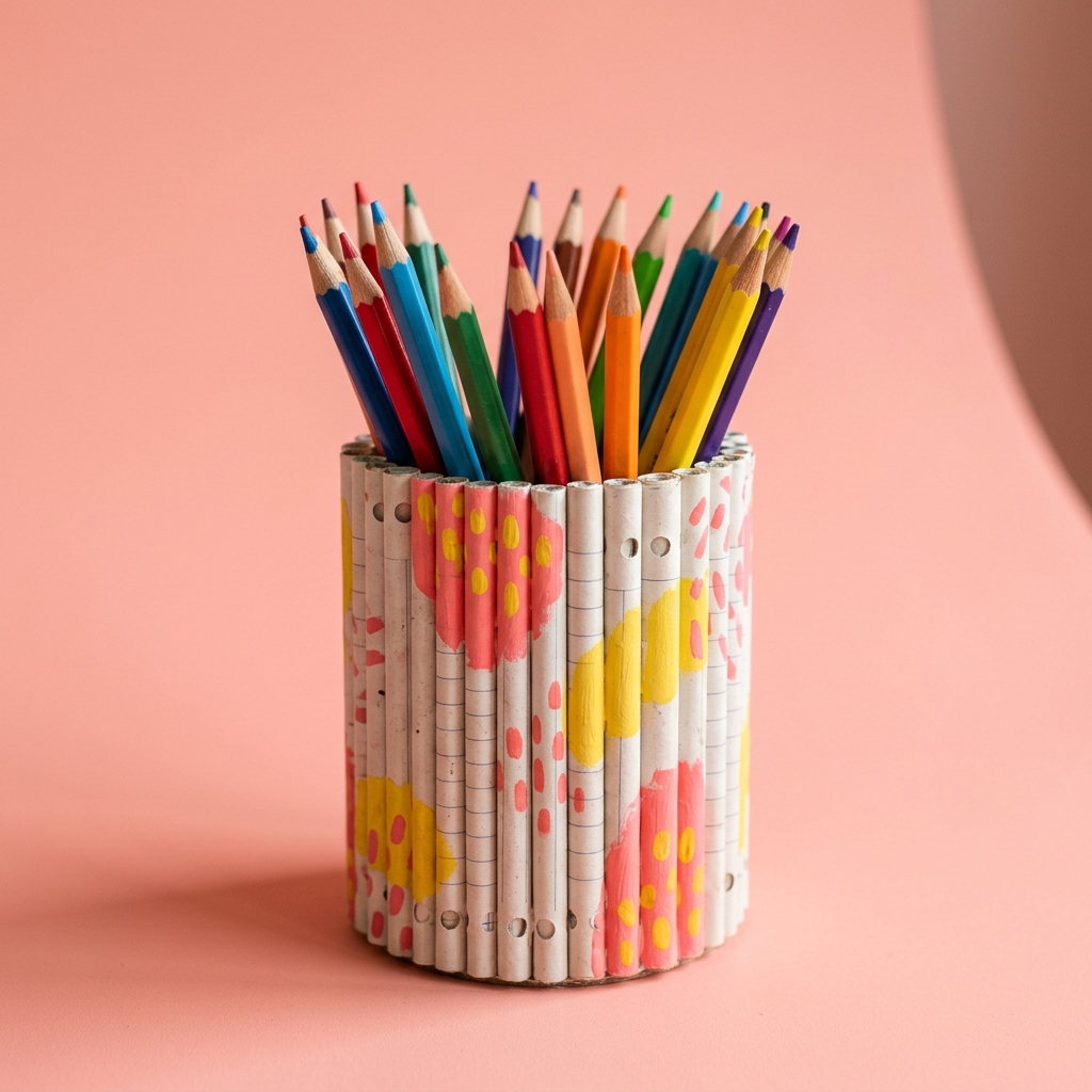Tempat pensil dari kertas gulung bekas