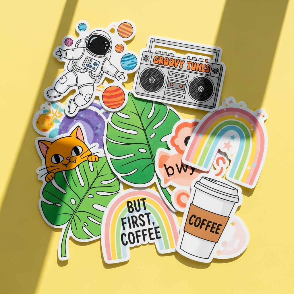 Vibrant sticker collage