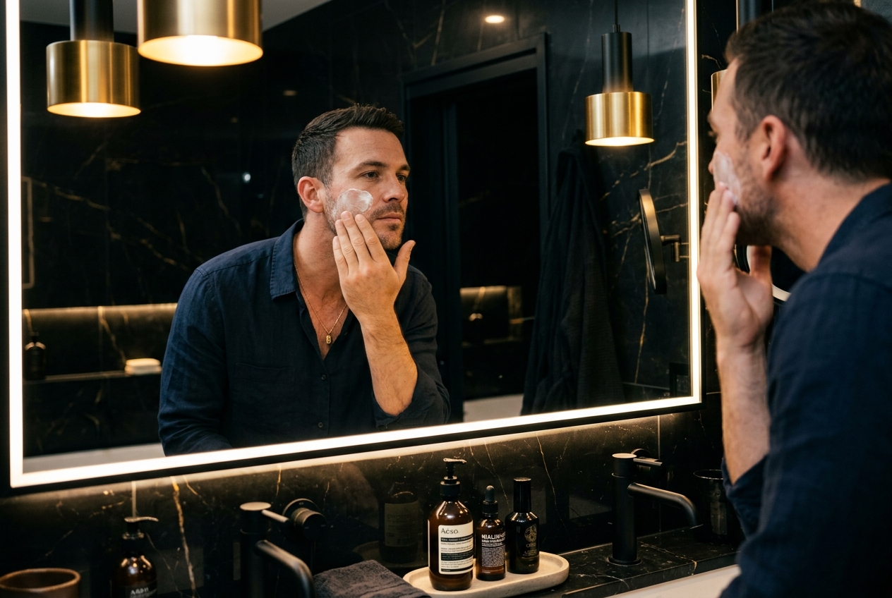 Man applying Royal King Skin Co. moisturizer