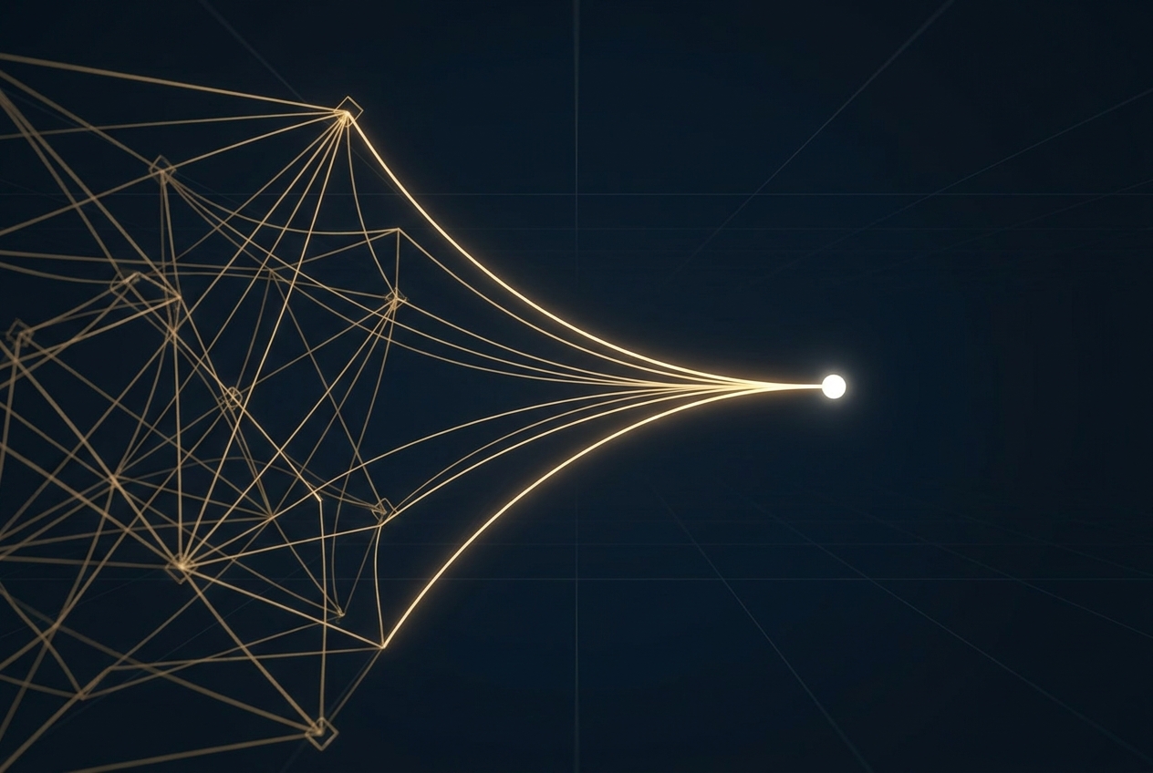 Network to Clarity — rotte commerciali che convergono in un punto di decisione