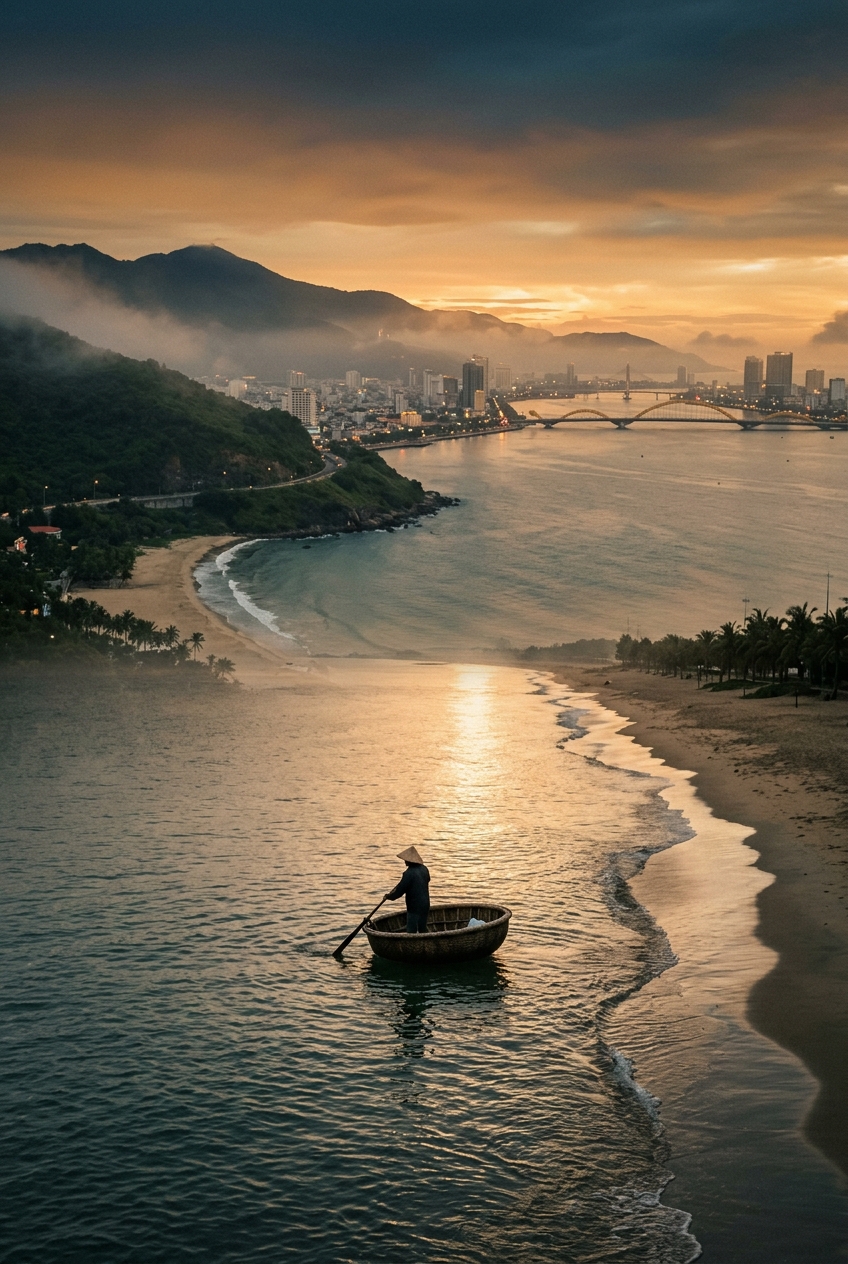 Vietnam coastline at golden hour