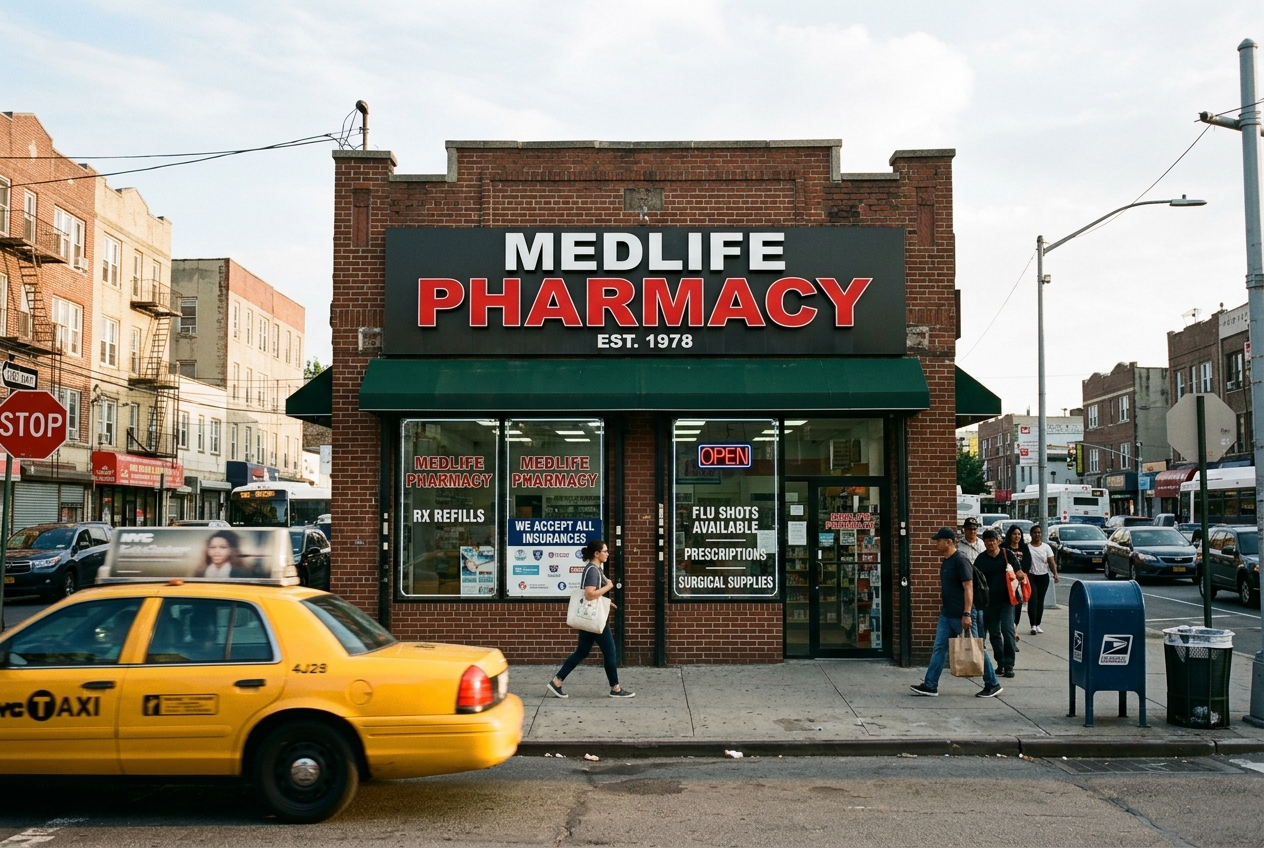 Medlife Pharmacy storefront in New York City