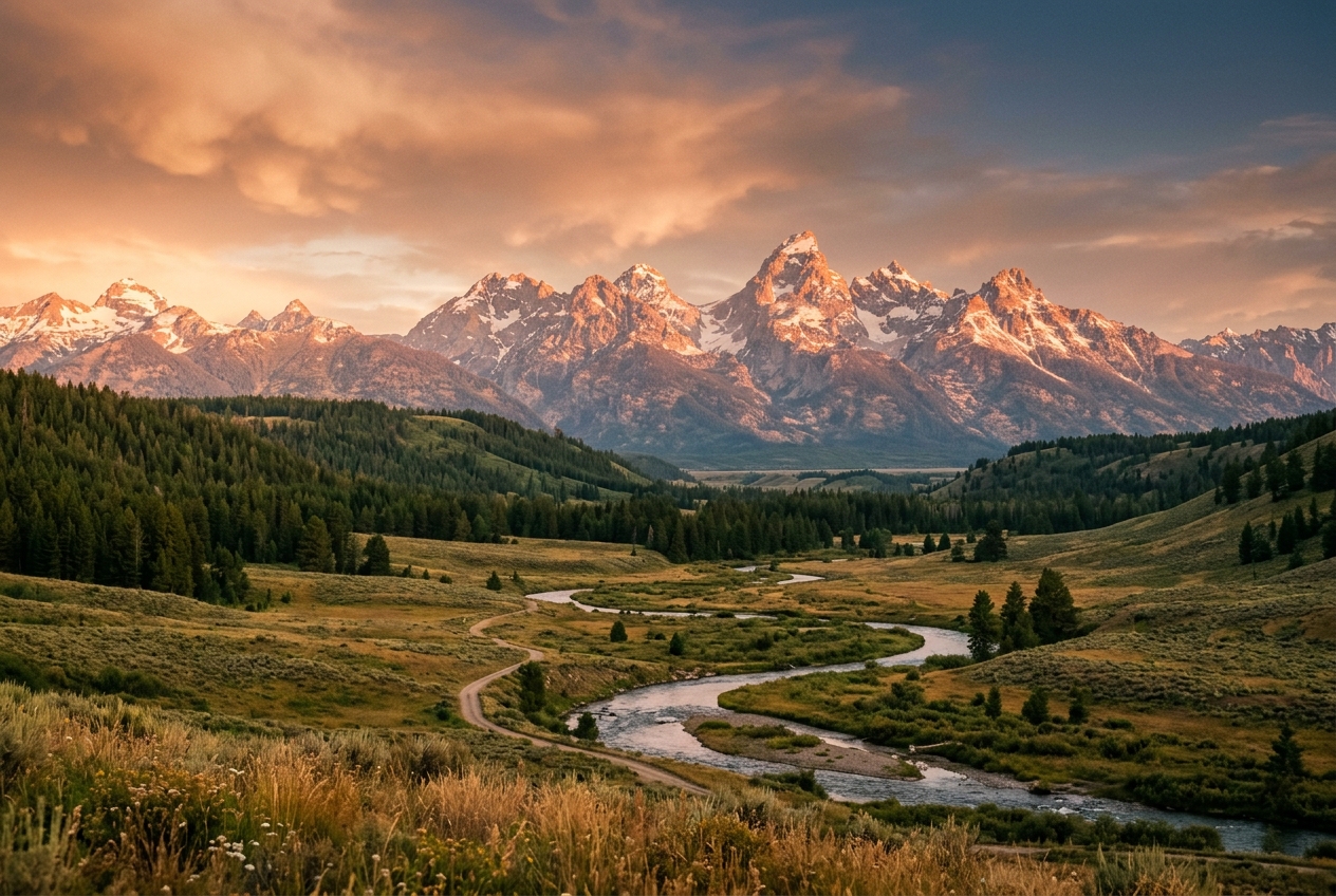 American wilderness at golden hour
