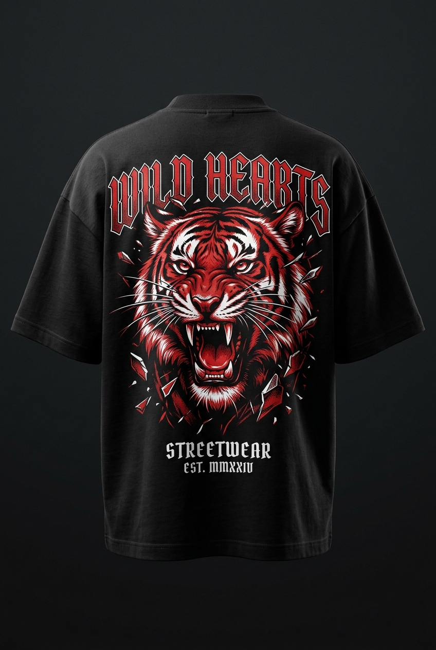 Wild Hearts Tiger Tee oversized back print