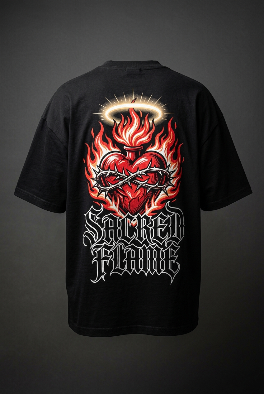 Sacred Flame Tee oversized back print