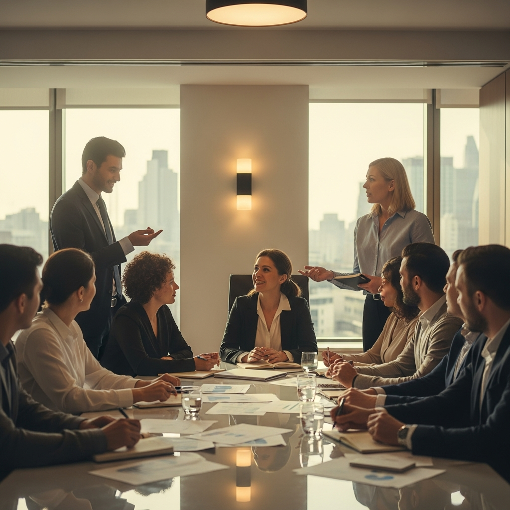 Diverse professionals collaborating