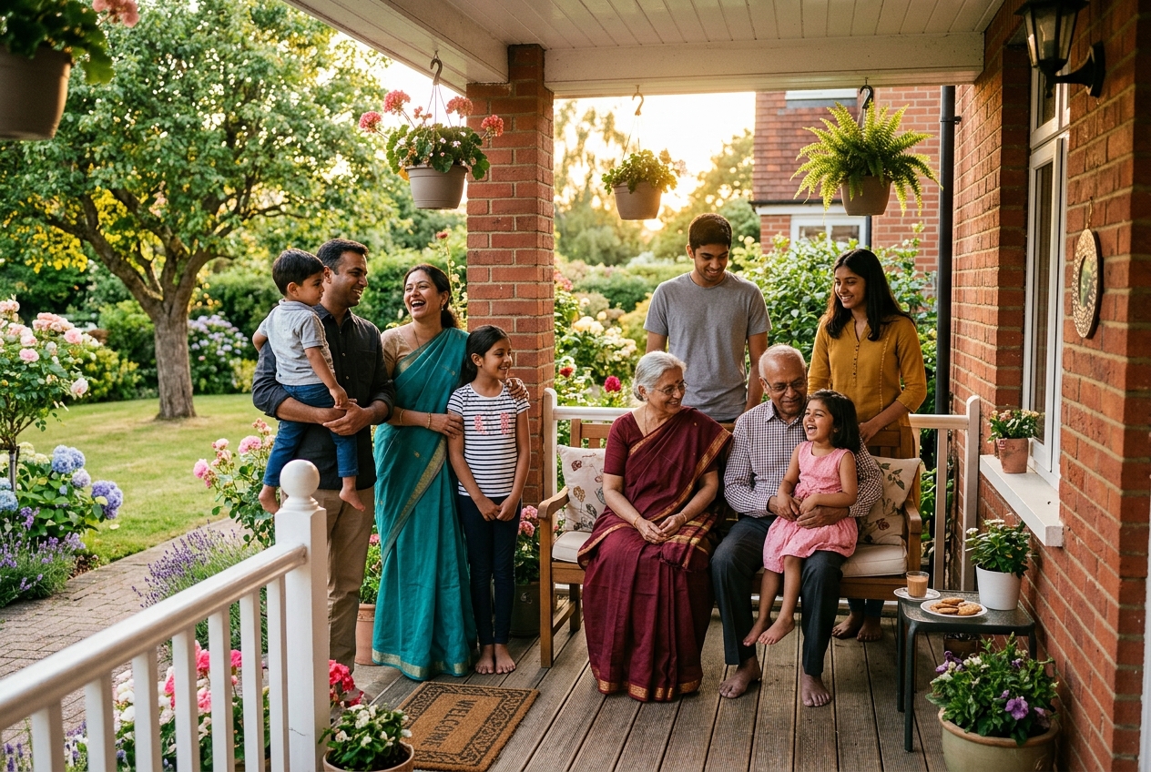 The whole family, together, with the right status