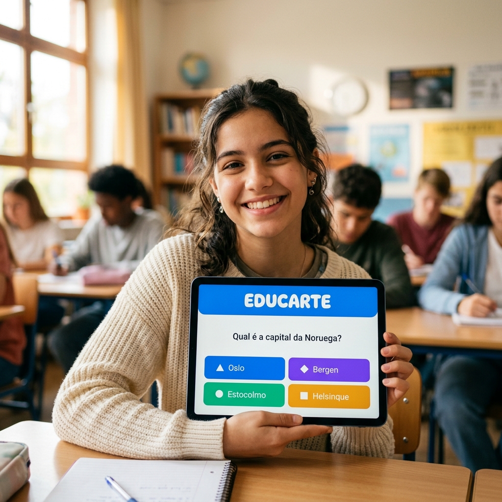 Estudante com tablet no EDUCARTE