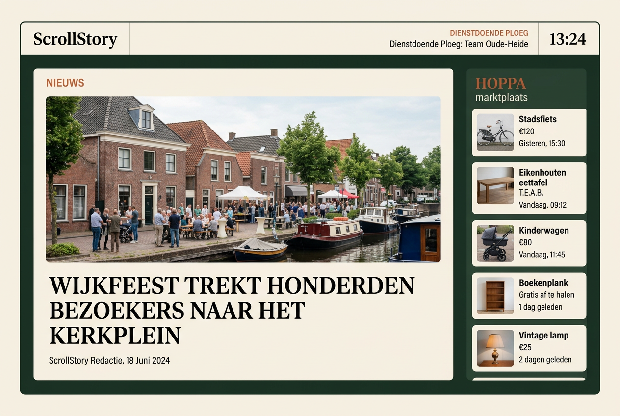Kiosk · nieuws groot + Hoppa-ticker