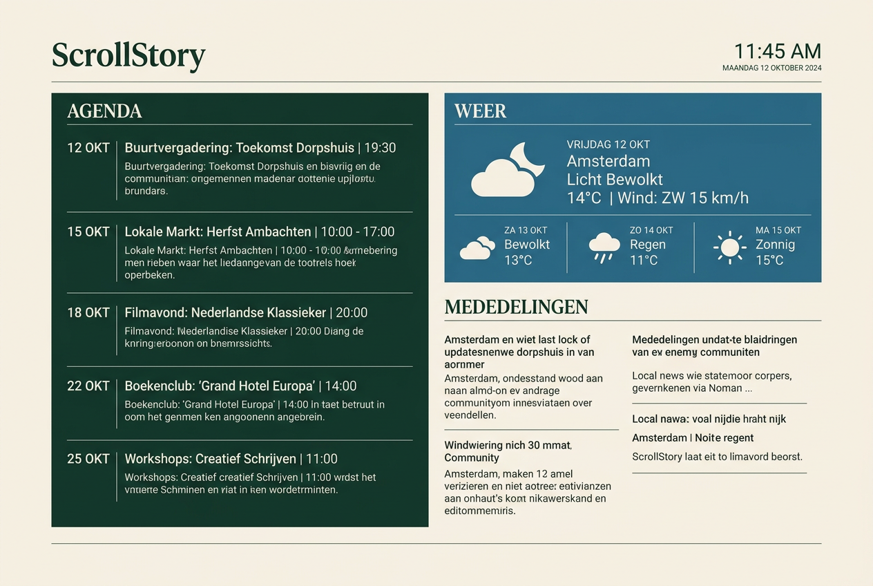 Kiosk · agenda-indeling met eigen accentkleur