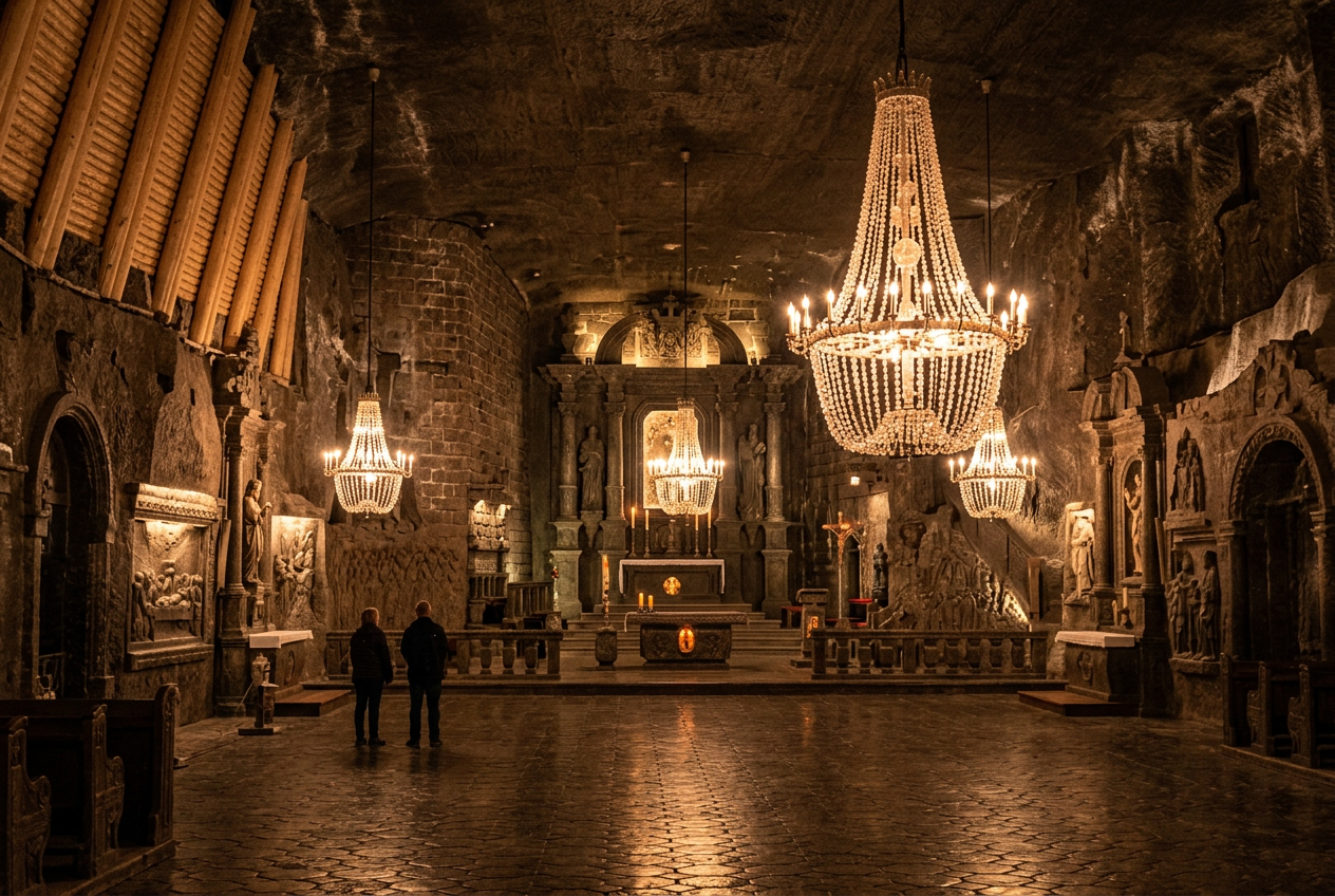 Pod Wieliczką jest podziemne jezioro i cała kaplica z soli